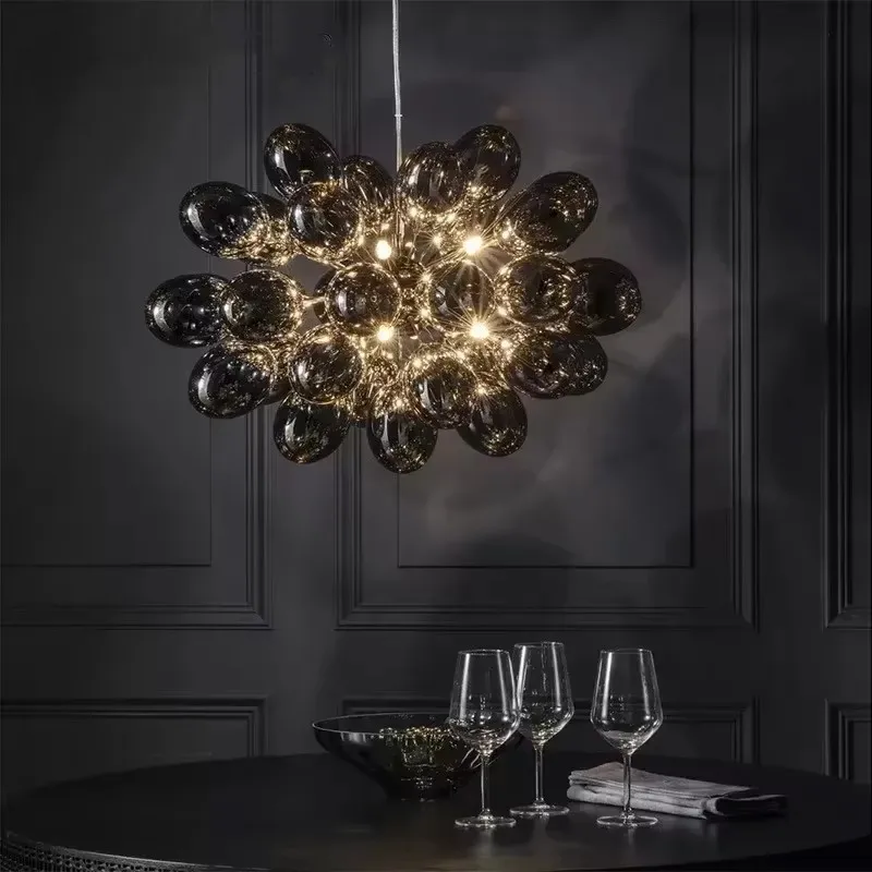 Led Balloon Light - Lámpara colgante de cristal gris con