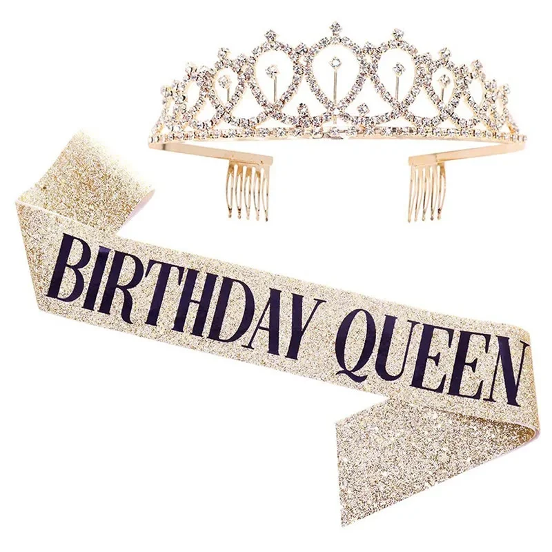 Corona de reina de cumpleaños  - Birthday Sash Glitter reseña y precio